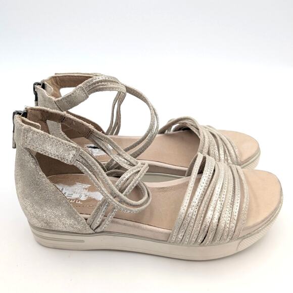 Eileen Fisher Shae Strappy Sandal Women's Back Zip Platinum Size US5 EU36 - Picture 4 of 9